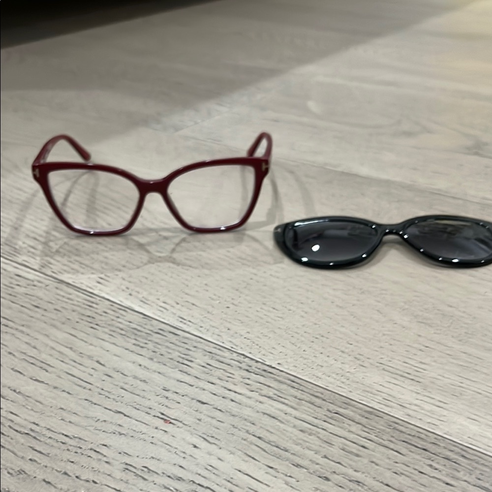 Stylish Red and Black Eyewear Set removable sunglasses